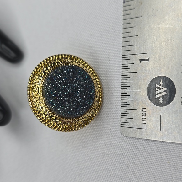 Heng Nai - Blue druzy goldtone ring size 5 - Picture 4 of 4